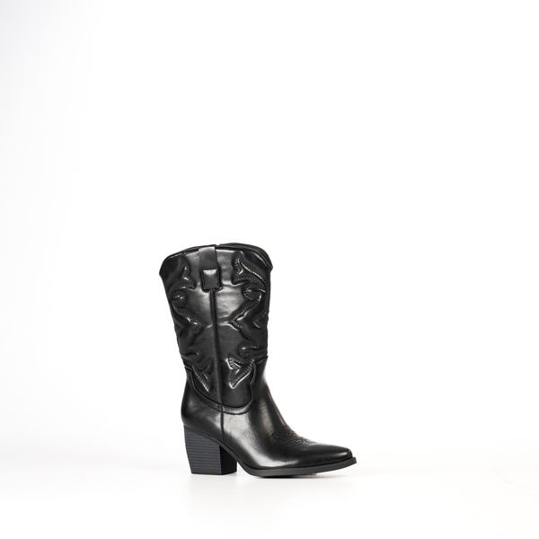 LaMara Paris Catrina western mid-calf boot with stitched detailing black