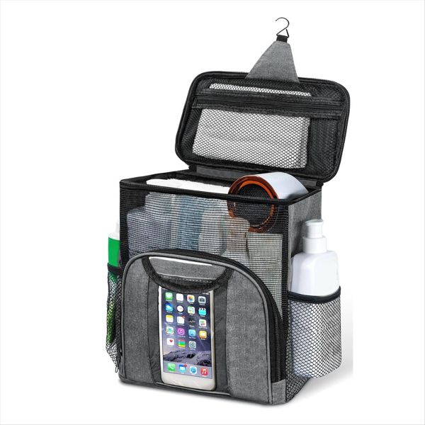 College Essentials Separate Compartment Hanging Toiletry Bag Gray