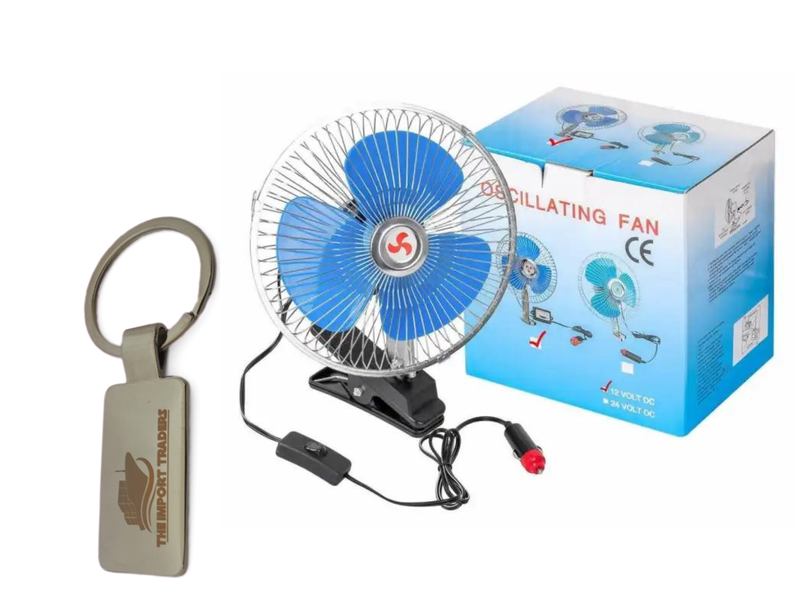 12V 8 inch Vehicle Oscillating Fan With TIT Keychain