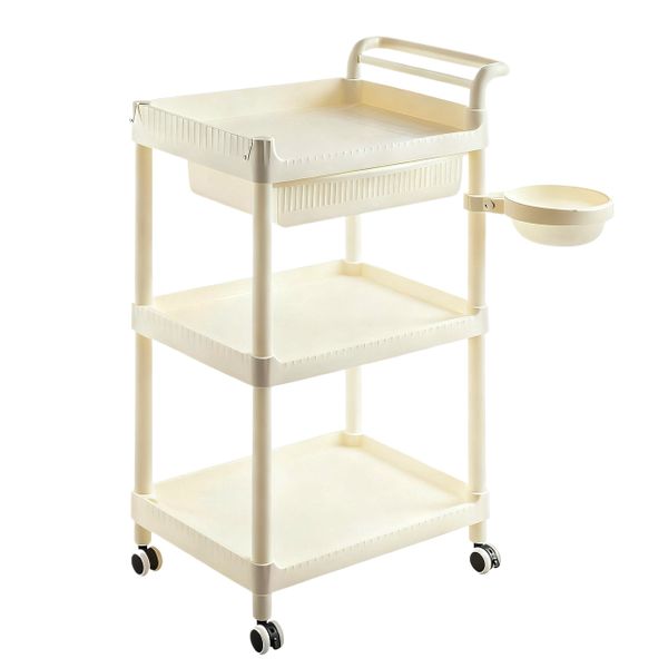 3 Tier Rolling Cart with Drawers Utility Cart Storage Organizer 78CM Height