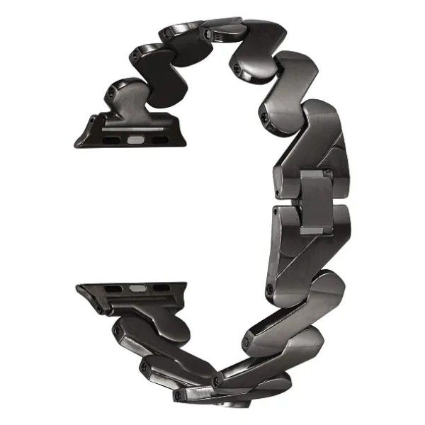Stainless Steel Chevron-Link Apple Watch Strap - Charcoal Black