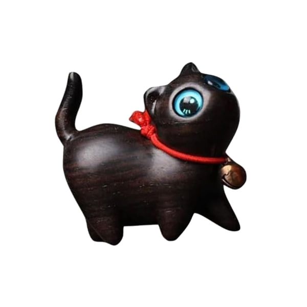 Wooden Cat Figurines Modelling Ornament for Home Decorations