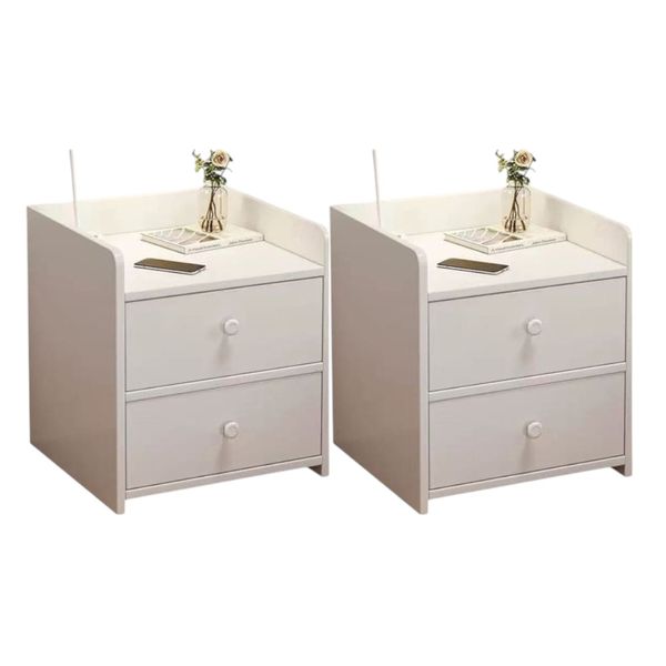 Double Two Drawer Wooden Bedside Table Bedroom Night Stand