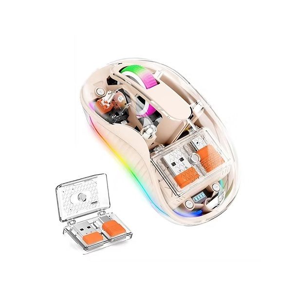 DW M333 Transparent Dual Mode Wireless Mouse - Rechargeable, RGB Lighting