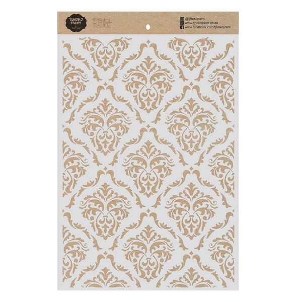 Tjhoko Paint Stencil - A3 - Damask Pattern 2