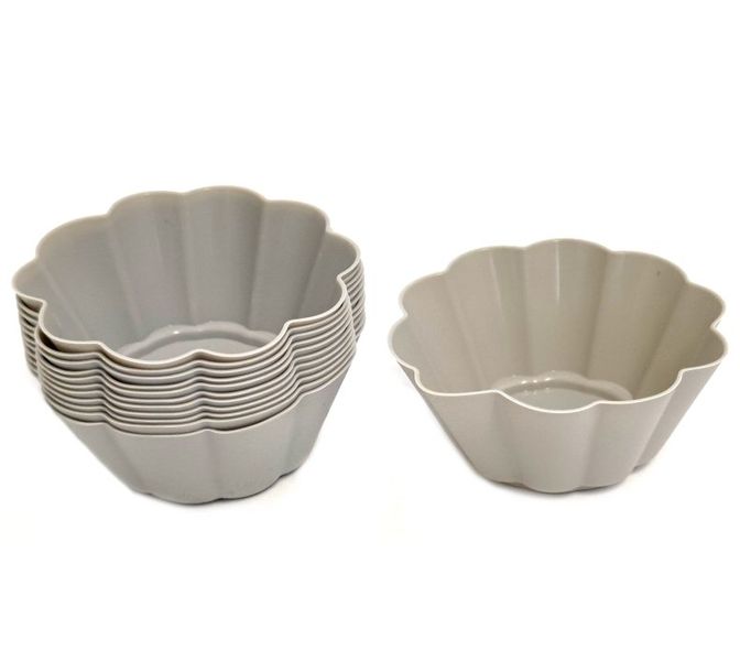 PH Home - Silicone Medium Cupcake Moulds S/12 Flower Shape Grey