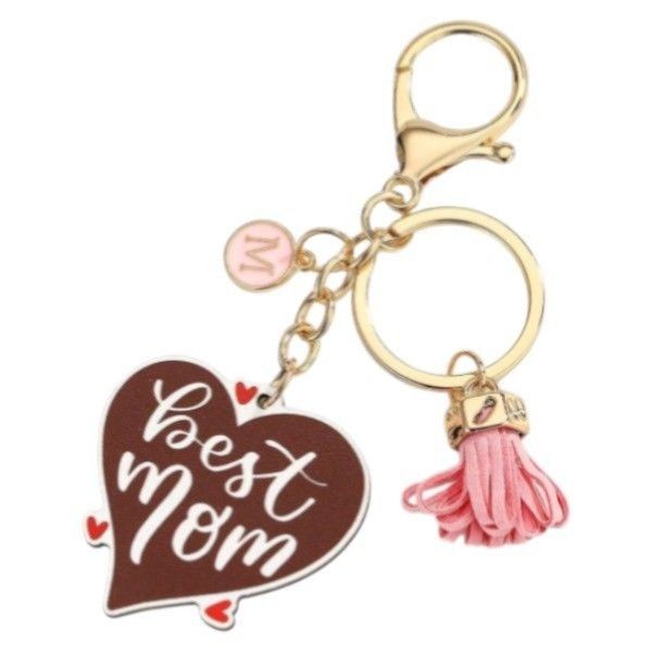 Colorful Mom-Themed Acrylic Keychains with Tassel Charm