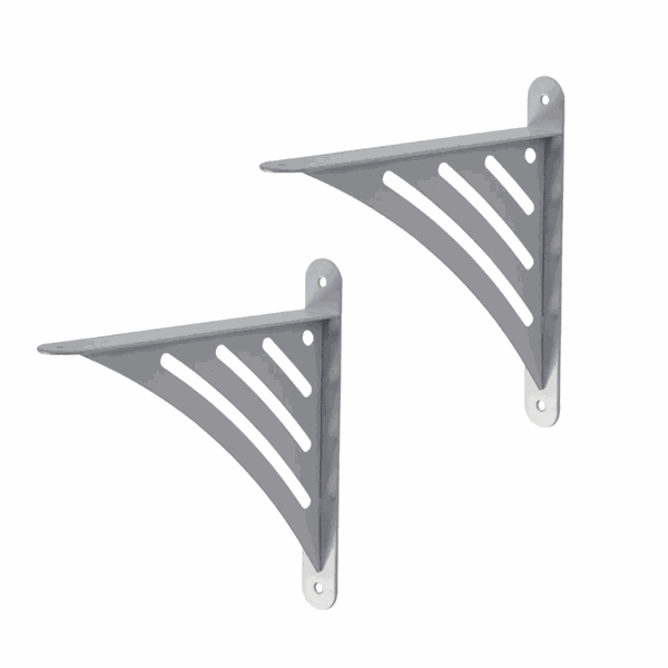 Pack of 2 Shelf Bracket, Slatted, White, 194mm X 200mm