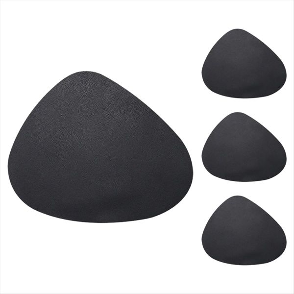 4 Piece Placemats for Table Non-Slip Coaster Leather Place, Black