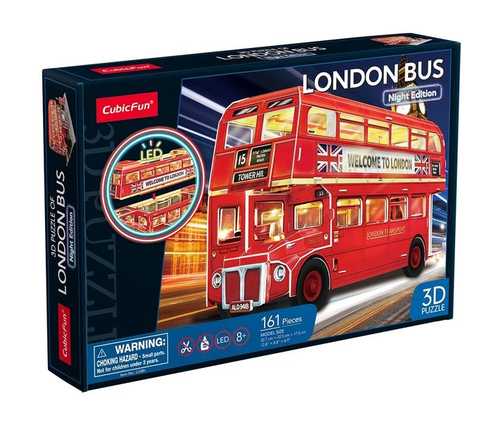 Cubic Fun London Double Decker Bus with LED - 87pcs 3D Puzzle