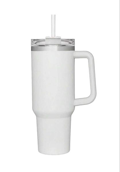 1.2L Stainless Steel Insulated Vacuum Cup with Lid and Straw - White