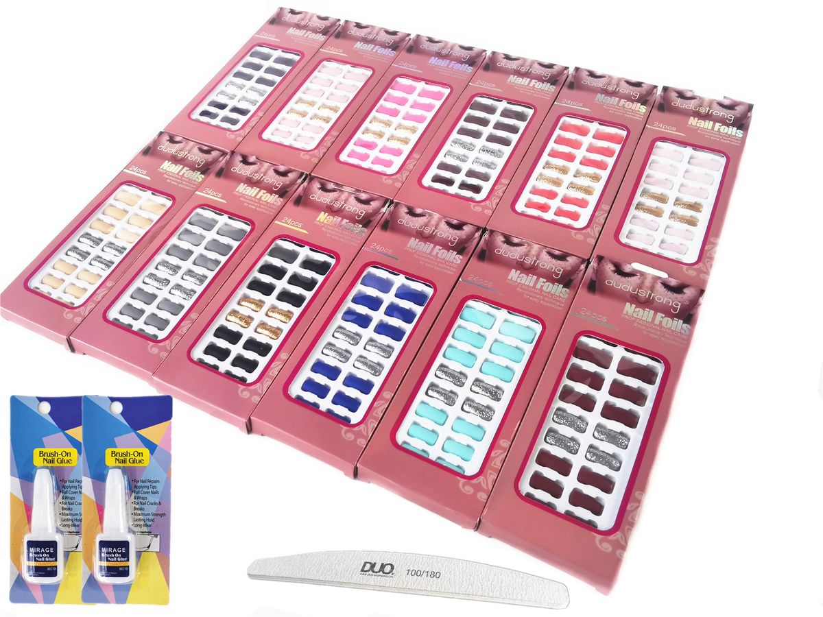 Matt Press On Nails - Ready Made Tips - 12 Assort Sets Of 24 Piece + Glue & File | Shop Today