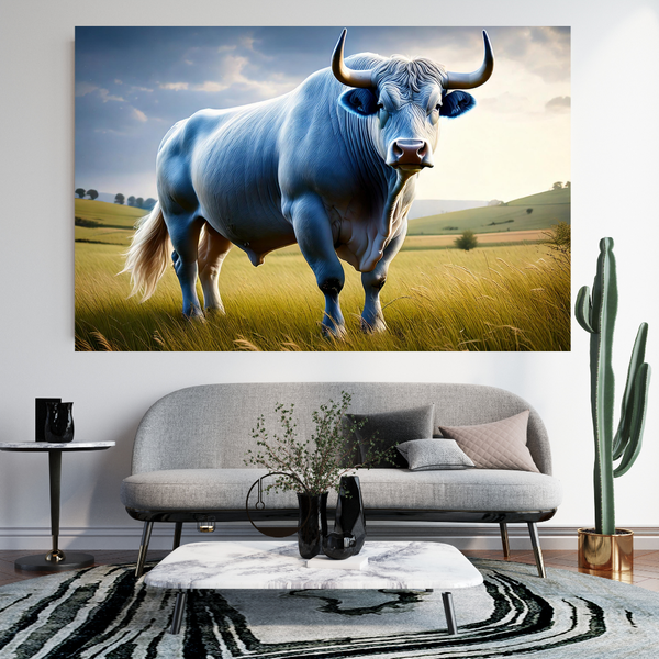 Rootedart Canvas Home Decor Wall Art - Muscular Belgian Blue bull 1