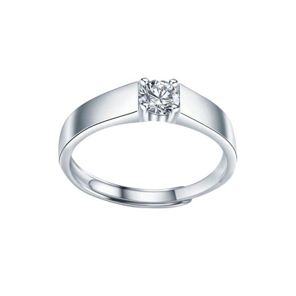 925 Sterling Silver Promise Ring With Shiny Zirconia Stone - Silver