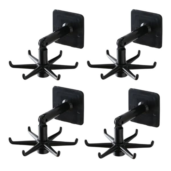 4 Piece Multifunctional Swivel Hooks With 360 Rotation - Black