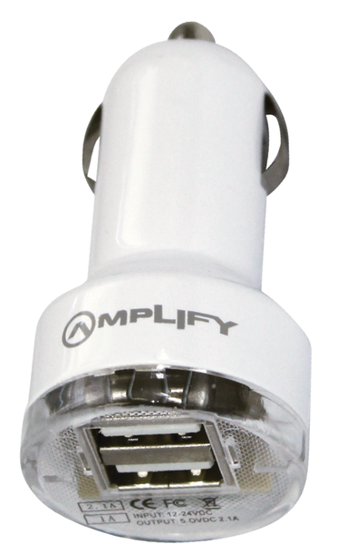 Amplify Joy Ryder 3.4A Dual USB Car Charger-Fast-Charge USB-C/Type-C+USB-A