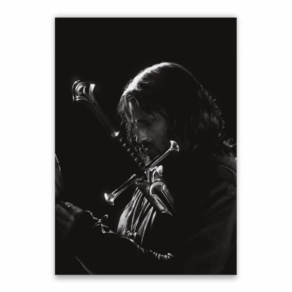Black And White Aragorn Poster - A1