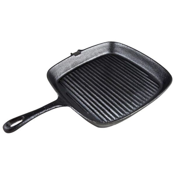 Lifespace Cast Iron Square Griddle Skillet Pan 24cm