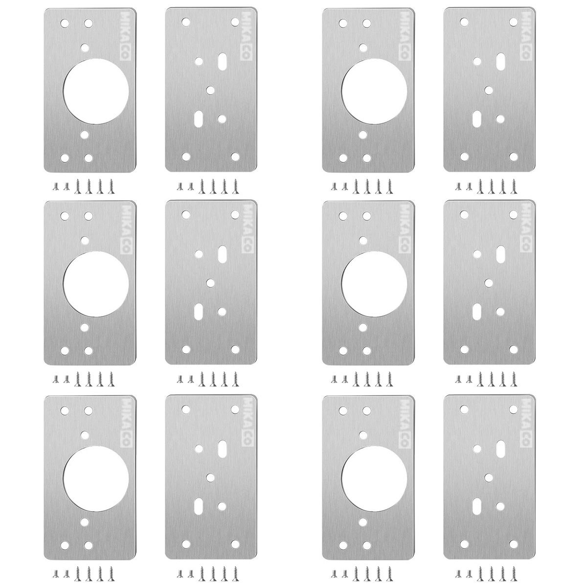 MIkaco DIY Stainless Steel Cabinet Door Hinge Repair Plates - Set of 6