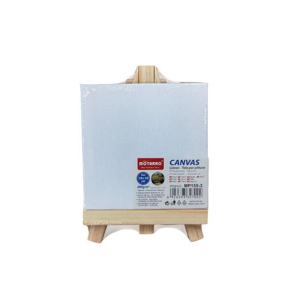 Motarro Wooden Tripod Easel with Square Canvas - 10x10cm