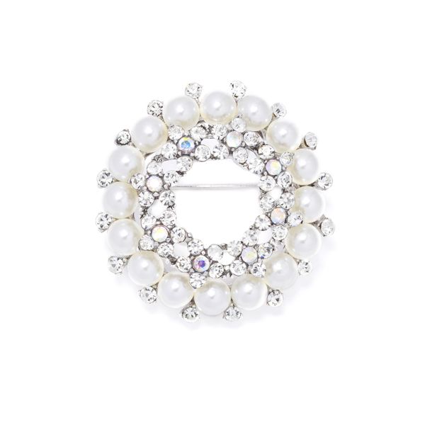 Lily &amp; Rose Pearl &amp; Crystal Circle Brooch