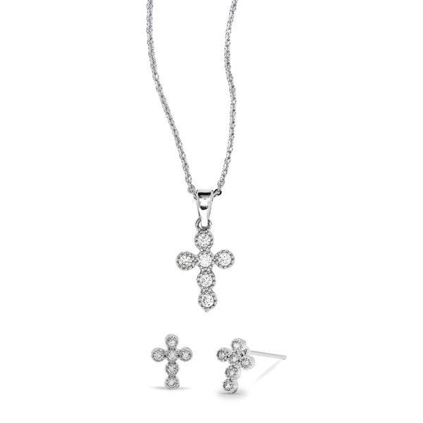 iDesire Premium Cubic Zirconia Cross Necklace &amp; Earring Set