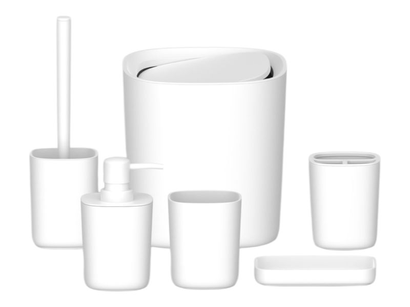 6 Piece Luxury White Bathroom Accessory Set
