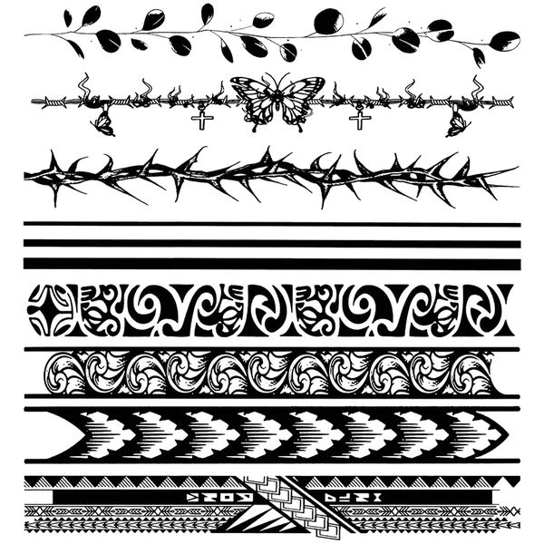 Super Long Size Arm Band Temporary Tattoos - 8PCS