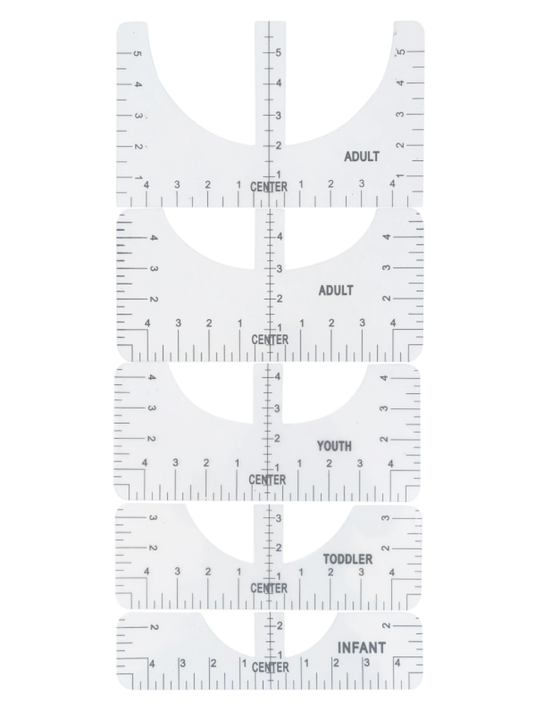 T-Shirt Sizing Guide Ruler Set of 5 - Alignment & Measuring Tool Set ...
