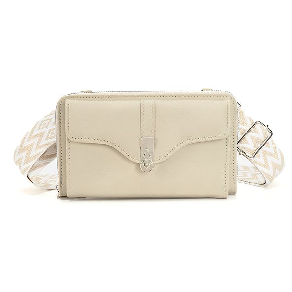 Wide Strap Crossbody Leather Sling Bag Cellphone Purse Wallet