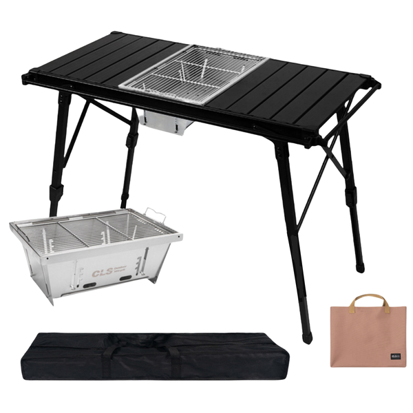 Folding Liftable BBQ Grill Table Picnic Table With IGT Grill for Outdoor