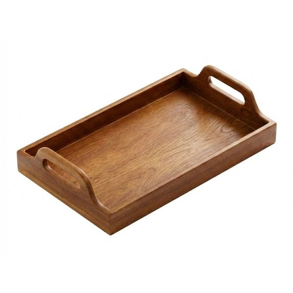 Acacia Wood Tray With Handles Natural Wooden Serving Tray for Multiple Use
