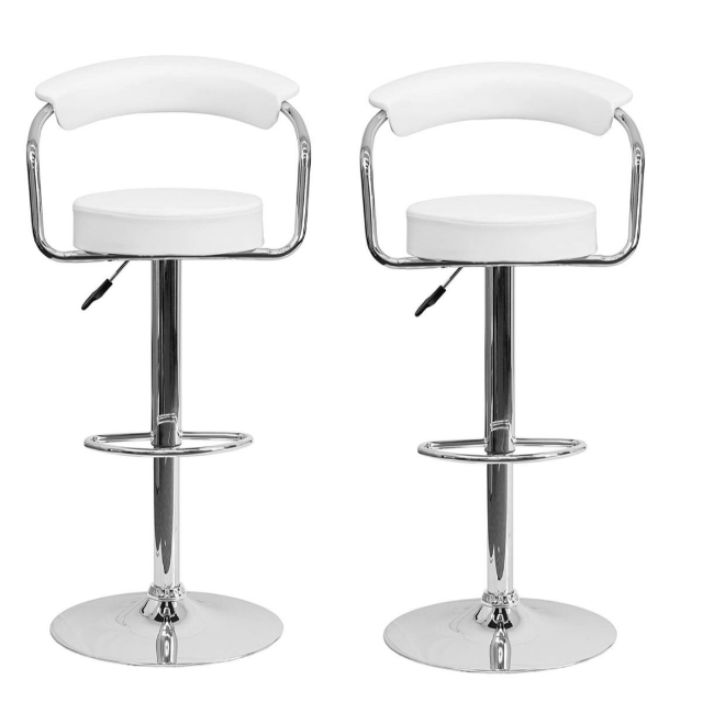 Bar / kitchen Counter Stools with Armrests - Set of 2 – White Colour ...