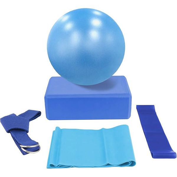 5-piece Exercise Ball Set 25CM Yoga Ball Block Strap Band Resistance Loop