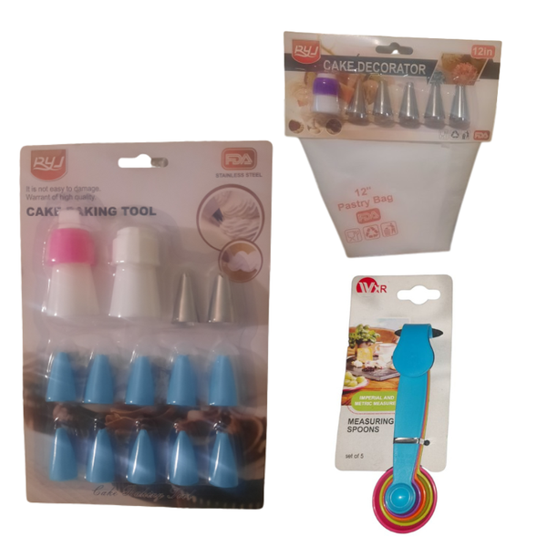 26 Pieces Cake Decorating Nozzle Set and a Re-usable Piping Bag &amp; Spoon set