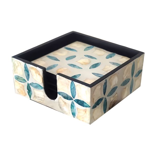 Mother of Pearl Coaster Set with Shell Table Holder - 6 Piece