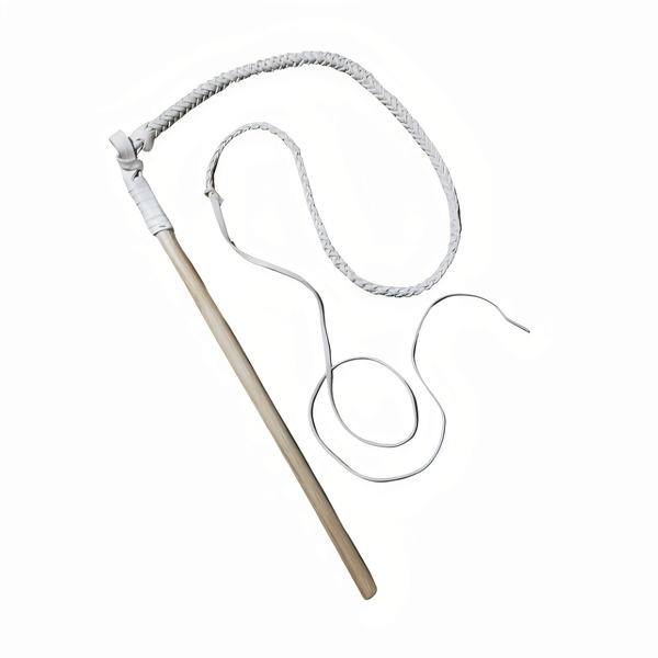 KuVut Premium Leather Sambok with Wooden Handle - White