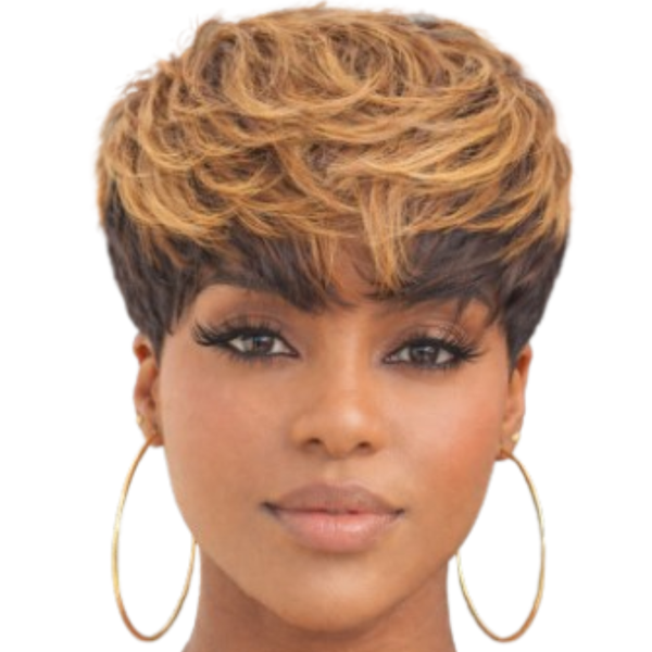 Human Hair Short Pixie Cut Wig, 1B/30.