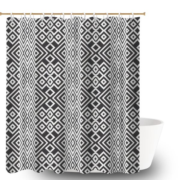 Line Art Print Bathroom Shower Curtain, 180x180cm Decorative Bath Curtain