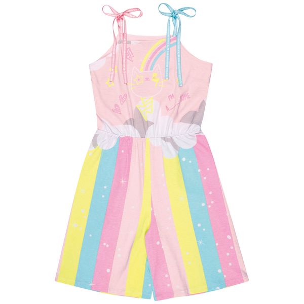 Girls Rainbow Cotton Jumpsuit