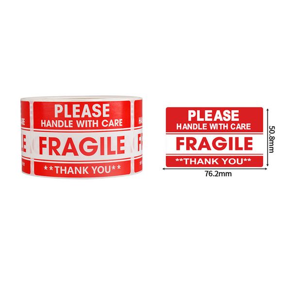 Fragile Shipping Labels 5x7.6 cm Caution Stickers -1000 PCS