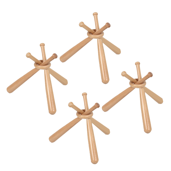 4 Set Wooden Baseball Stand Display Holder for Baseball Players Fans