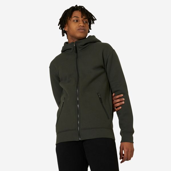 Domyos Men's Zip-Up Fitness Hoodie 520 - Khaki