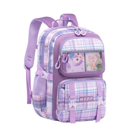 17"Large High Quality Pre-School Backpack For Girls Purple Kids School Bag Image