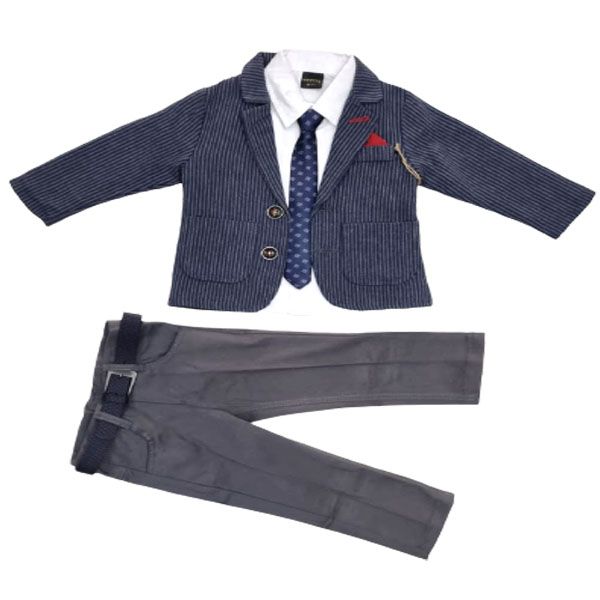 Boys Blue Stripped Blazer with Grey Trouser Formal Wear