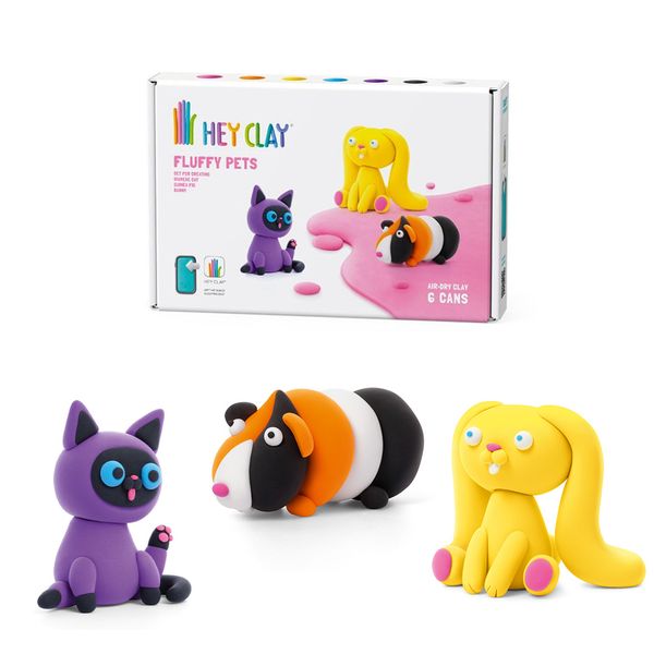 Hey Clay: Modelling Air-Dry Clay w Interactive App - Fluffy Pets - 6 Cans