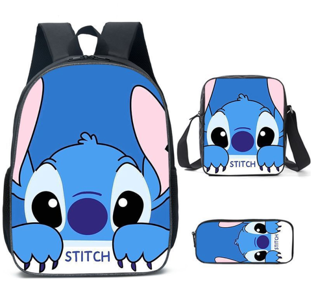 Stitch Cartoon Character Three Piece Bags-Light Blue