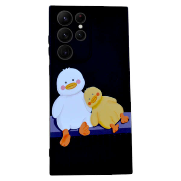High Quality Ducks Print Phone Case Compatible with Samsung Galaxy S22 Ultra - Black