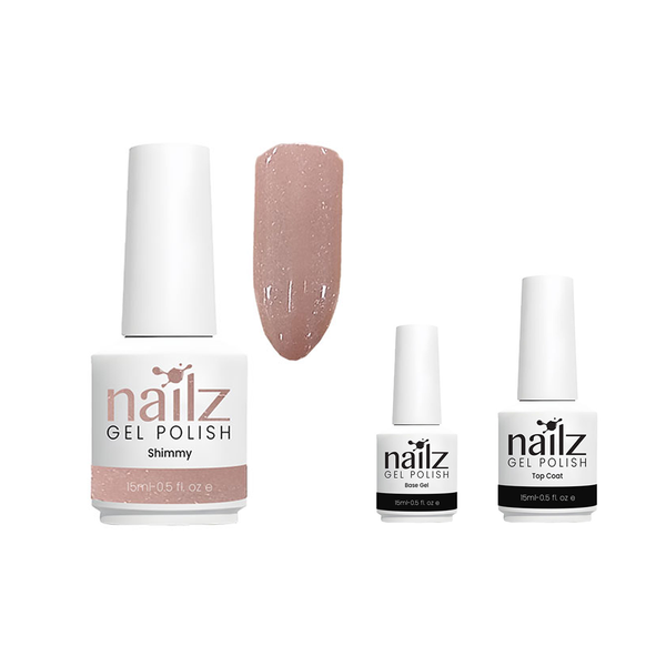 Nailz Shimmy Gel Polish + Top Coat + Base Gel 15ml