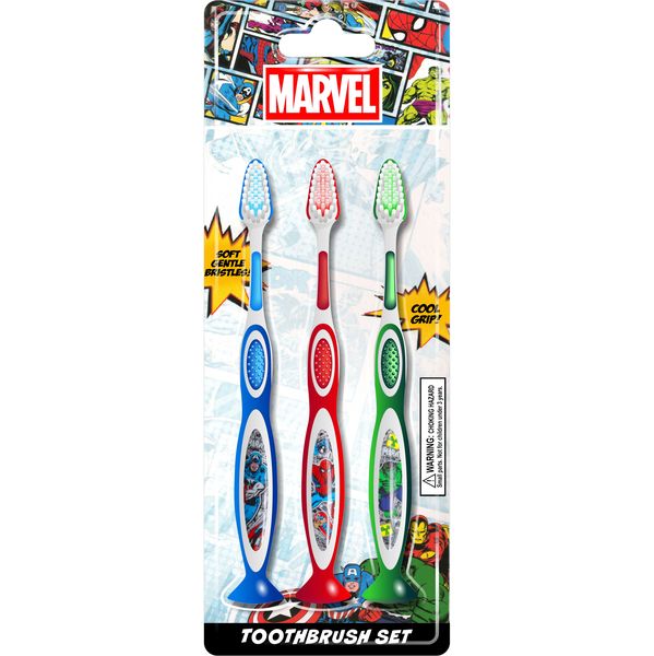 MARVEL AVENGERS Official Licensed Kids Soft Bristles Toothbrushes - 3 Pack